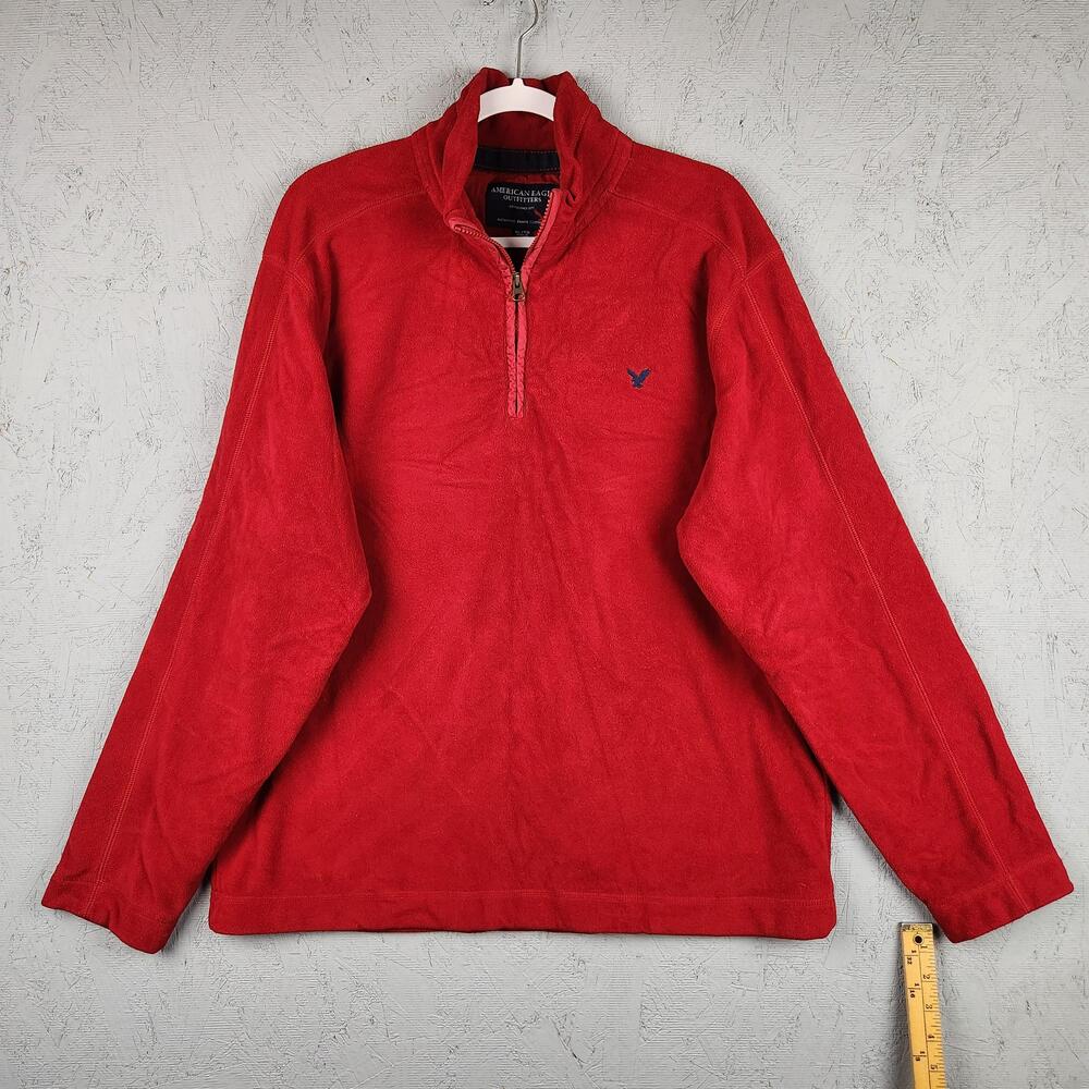 American Eagle Outfitters Sweatshirt Mens XL Red Fleece Quarter Zip Pullover
